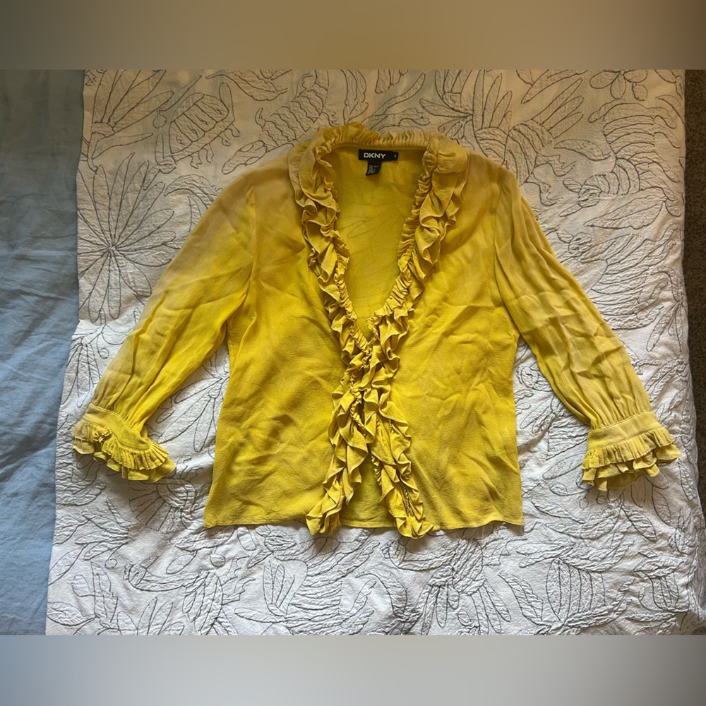 DKNY Silk Ruffle-Front Blouse